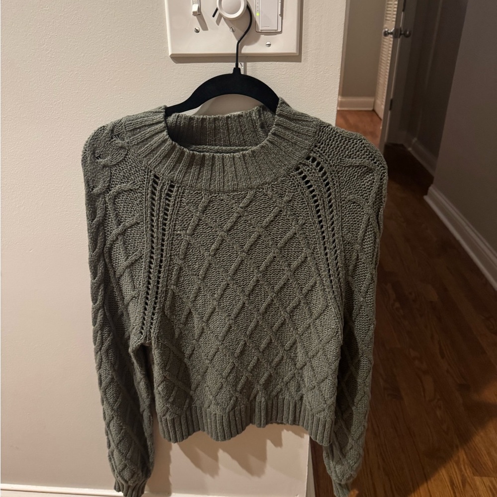American Eagle Outfitters Textured Knit Sweater in Olive